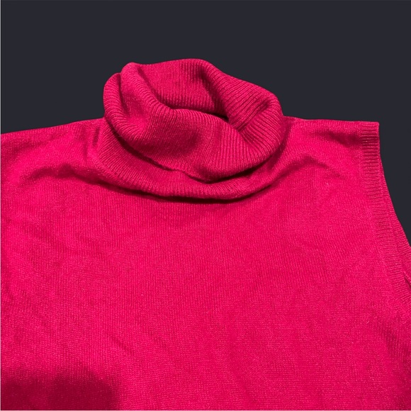 100% Cashmere Finest Two Ply Yarns Sleeveless Pink Turtleneck Top - Picture 4 of 4